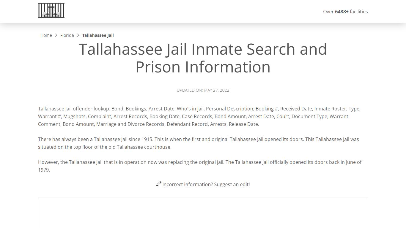 Tallahassee Jail Inmate Search, Visitation, Phone no ...